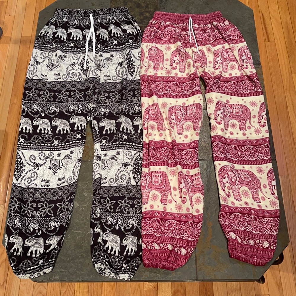 Thailand Elephant Pants Black & Maroon Bundle